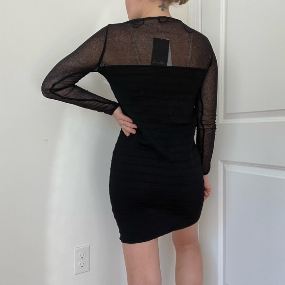 Zara Knit Mini Dress With Sheer Sleeves - Picture 3 of 11